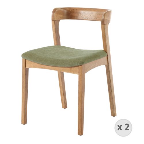 Tina-chaise En Chêne Massif Et Tissu Bliss Sauge (x2)