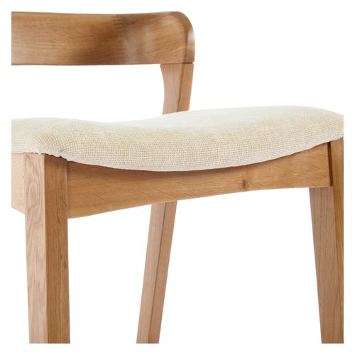 Tino-tabouret De Bar En Chêne Massif Et Tissu Bliss Ecru