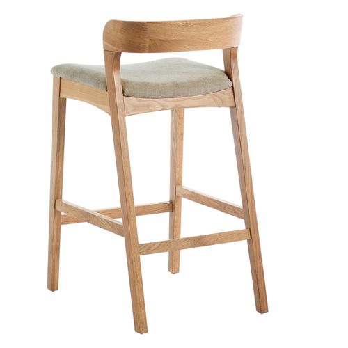Tino-tabouret De Bar En Chêne Massif Et Tissu Bliss Sable
