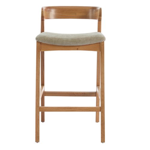 Tino-tabouret De Bar En Chêne Massif Et Tissu Bliss Sable