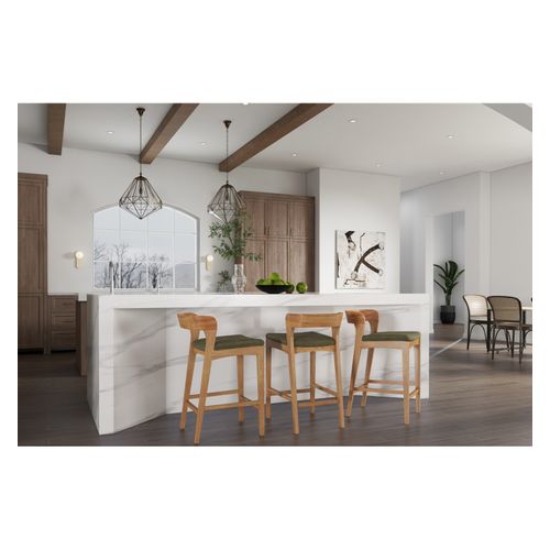 Tino-tabouret De Bar En Chêne Massif Et Tissu Bliss Sauge