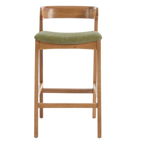 Tino-tabouret De Bar En Chêne Massif Et Tissu Bliss Sauge