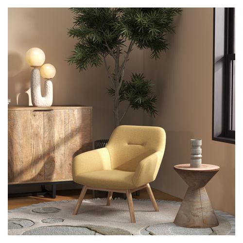 Malmo-fauteuil En Bois Naturel Et Tissu Trendy Safran
