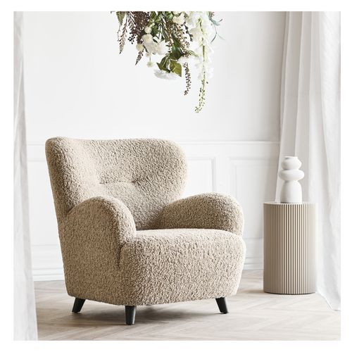 Winy-fauteuil Lounge En Tissu Bouclé Marron Clair