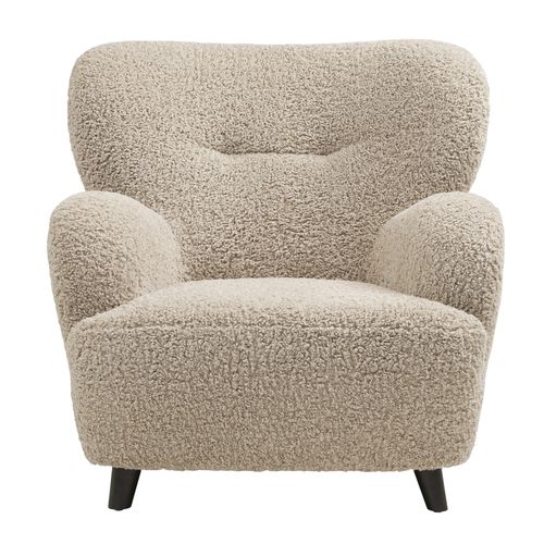 Winy-fauteuil Lounge En Tissu Bouclé Marron Clair