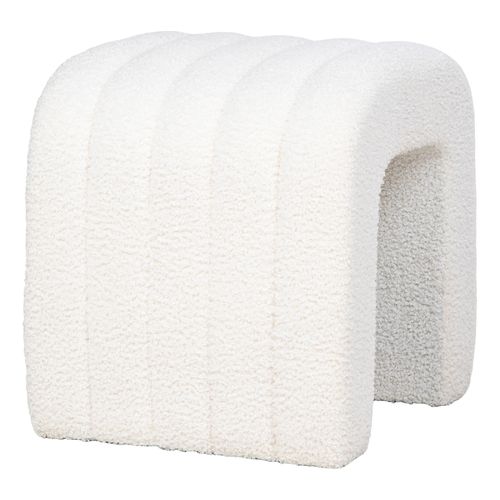 Yu- Pouf En Tissu Bouclé Écru 42x41 Cm