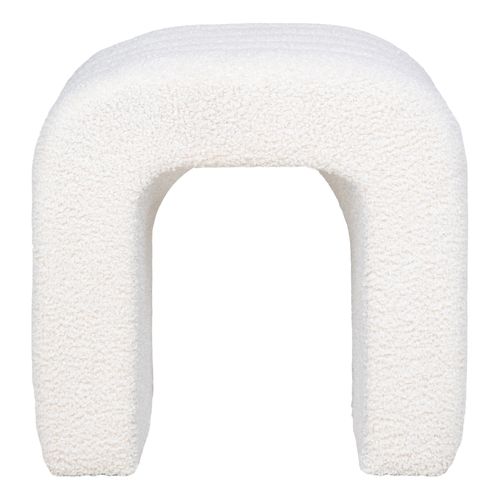 Yu- Pouf En Tissu Bouclé Écru 42x41 Cm