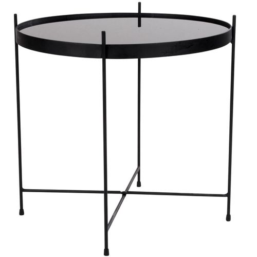 Roma-table Basse Acier Noir Et Verre D.48cm