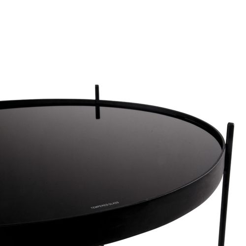 Roma-table Basse Acier Noir Et Verre D.48cm