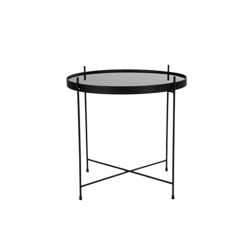 Roma-table Basse Acier Noir Et Verre D.48cm