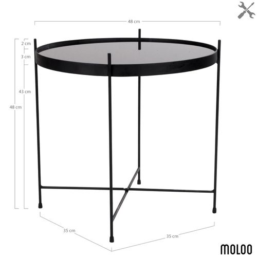 Roma-table Basse Acier Noir Et Verre D.48cm