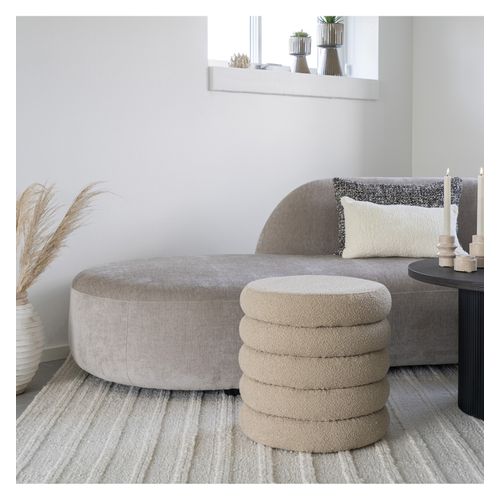 Tow- Pouf Avec Rangement En Tissu Bouclé Beige Ø44 Cm