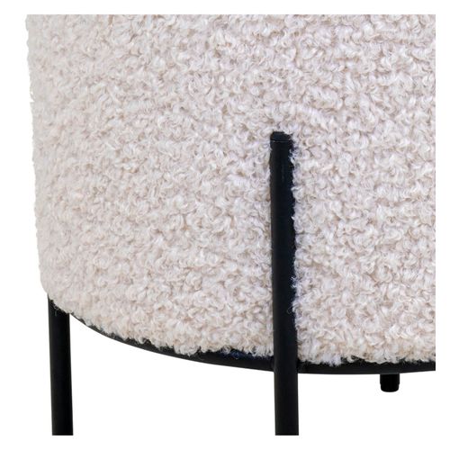 Ted- Pouf En Tissu Bouclé Écru Ø35,5 Cm