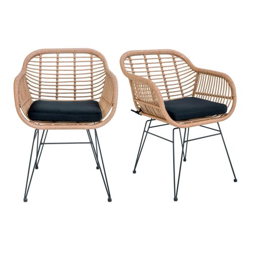 Rio-fauteuil De Table En Rattan Naturel Et Métal (x2)