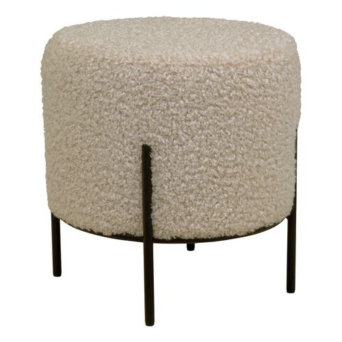 Ted- Pouf En Tissu Bouclé Taupe Ø35,5 Cm
