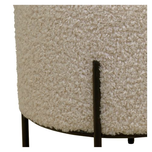 Ted- Pouf En Tissu Bouclé Taupe Ø35,5 Cm
