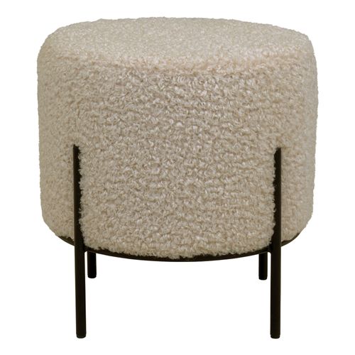 Ted- Pouf En Tissu Bouclé Taupe Ø35,5 Cm