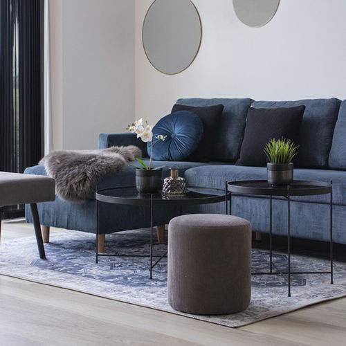 Roma-table Basse Acier Noir Et Verre D.70cm