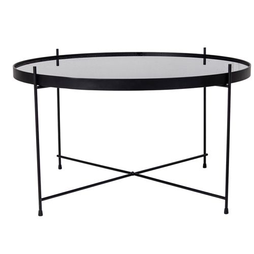 Roma-table Basse Acier Noir Et Verre D.70cm