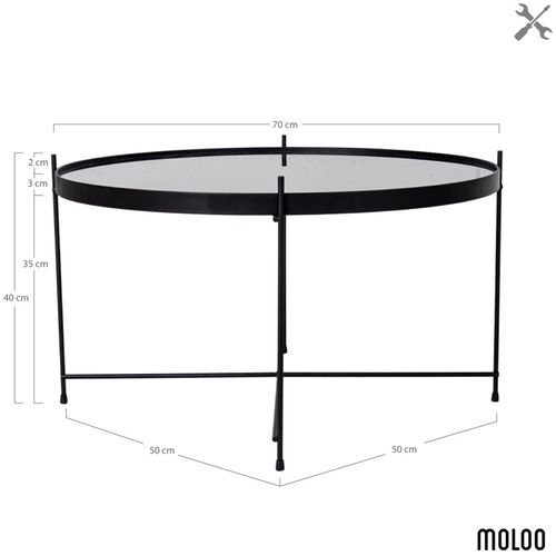 Roma-table Basse Acier Noir Et Verre D.70cm
