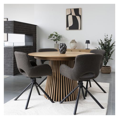 Sixty- Chaise Pivotante 360° En Tissu Taupe (x2)