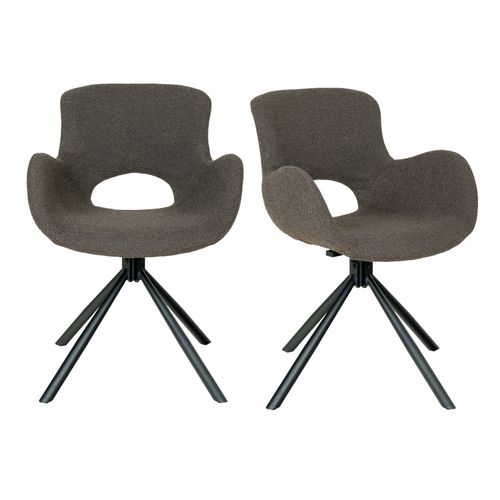 Sixty- Chaise Pivotante 360° En Tissu Taupe (x2)