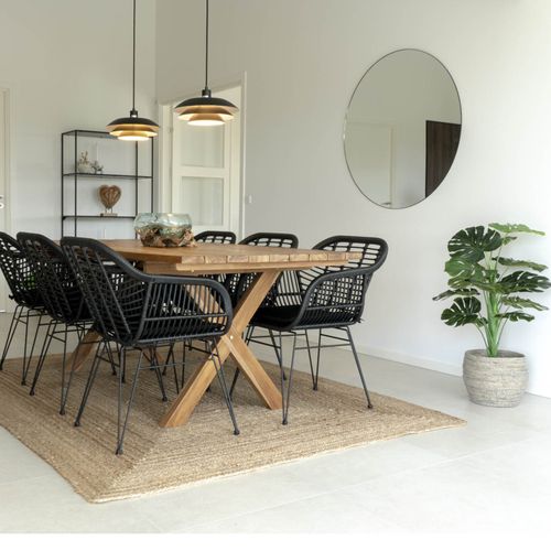 Rio-fauteuil De Table En Rattan Noir Et Métal (x2)