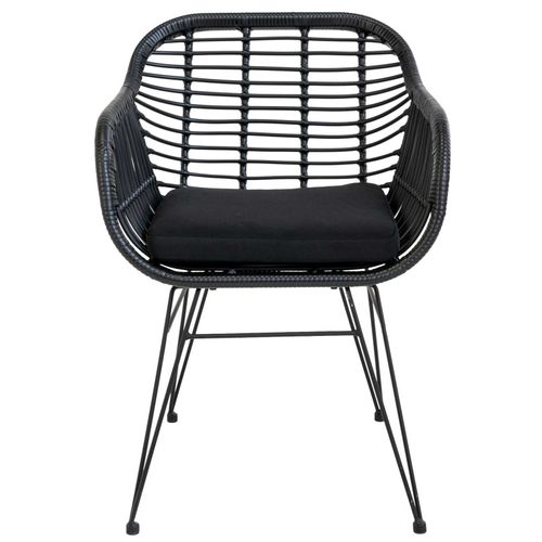 Rio-fauteuil De Table En Rattan Noir Et Métal (x2)