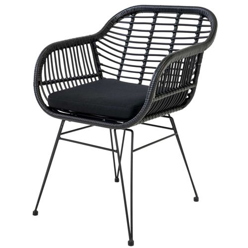 Rio-fauteuil De Table En Rattan Noir Et Métal (x2)