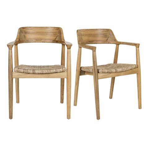 Sun-fauteuil De Table En Bois Massif Et Feuille De Bananier (x2)