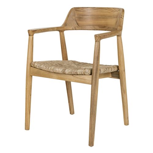 Sun-fauteuil De Table En Bois Massif Et Feuille De Bananier (x2)