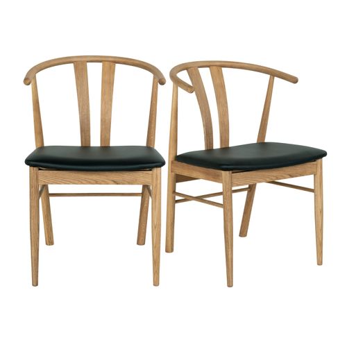 Sven-fauteuil De Table En Chêne Massif Et Pu Noir (x2)
