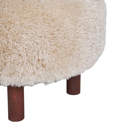 Scot-pouf En Tissu Bouclé Beige D.50cm