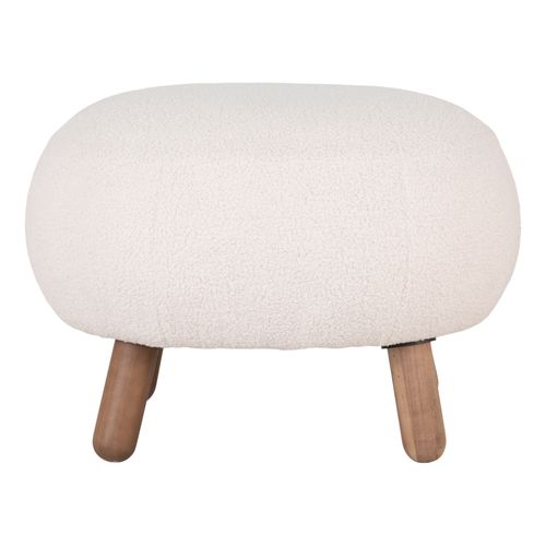 Mimi-repose-pied En Tissu Bouclé Écru Et Bois