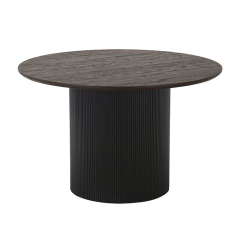 Mido- Table à Manger Ronde 4 Personnes D.120 Cm Brun Foncé