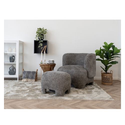 Moss-repose-pied En Tissu Chenillé Gris