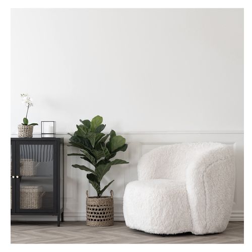 Moel-fauteuil En Fourrure Artificielle Écrue