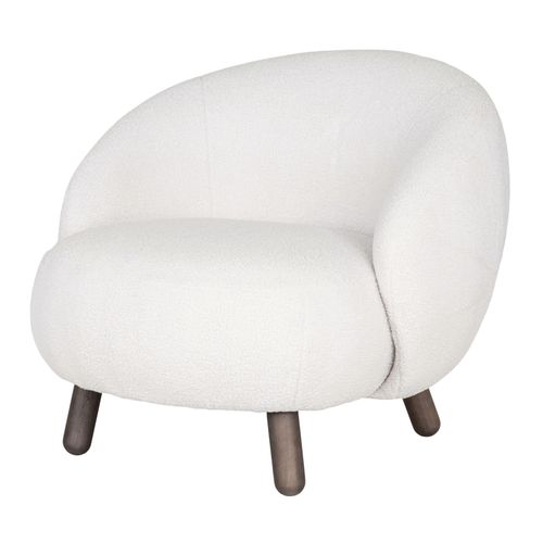 Mimi-fauteuil En Tissu Bouclé Écru Et Bois