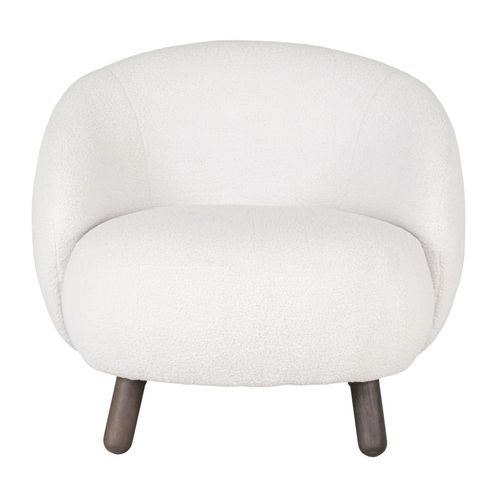 Mimi-fauteuil En Tissu Bouclé Écru Et Bois