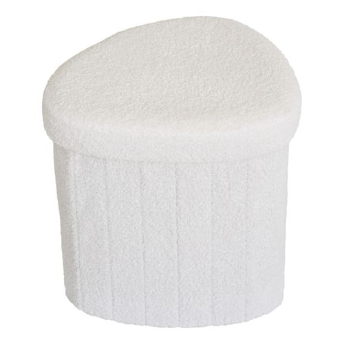 Medi-pouf En Tissu Bouclé Écru 42,5x36,5 Cm