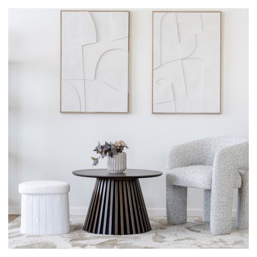 Medi-pouf En Tissu Bouclé Écru 42,5x36,5 Cm