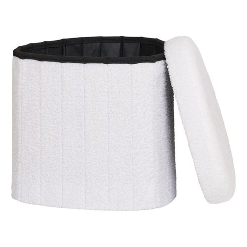 Medi-pouf En Tissu Bouclé Écru 42,5x36,5 Cm