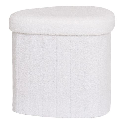 Medi-pouf En Tissu Bouclé Écru 42,5x36,5 Cm