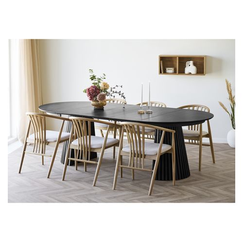 Kairn-table Extensible 10/12 Personnes Ø120cm (160/200/240) Chêne Noir
