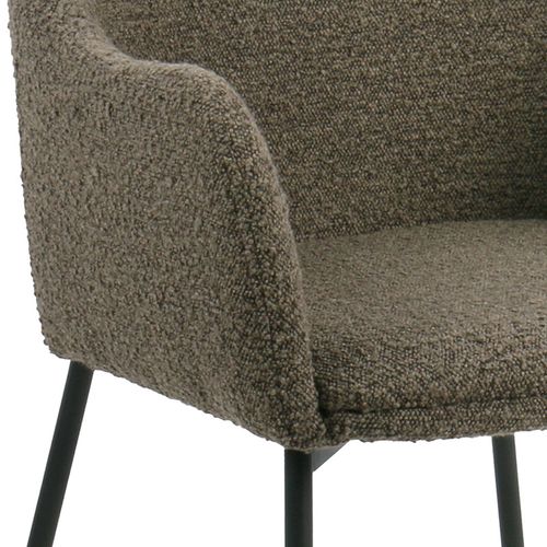 Leonie-fauteuil De Table En Tissu Bouclé Taupe (x2)