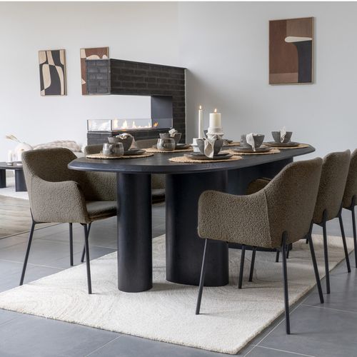 Leonie-fauteuil De Table En Tissu Bouclé Taupe (x2)