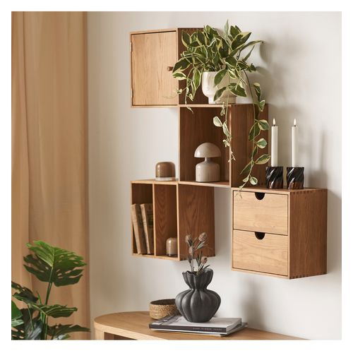 Kub-set De 4 Cubes Muraux En Chêne Massif 30x30 Cm