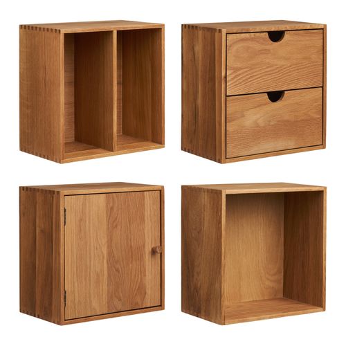 Kub-set De 4 Cubes Muraux En Chêne Massif 30x30 Cm