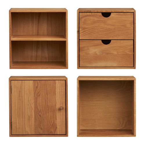 Kub-set De 4 Cubes Muraux En Chêne Massif 30x30 Cm