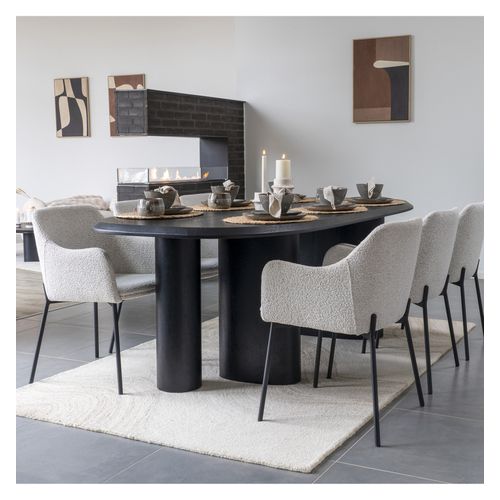 Leonie-fauteuil De Table En Tissu Bouclé Écru (x2)